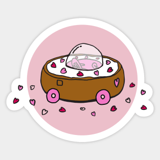Valentine's Day Donut Car with Heart Sprinkles (Pink) Sticker